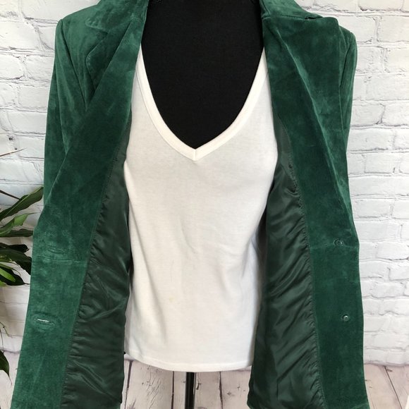 SIENNA Leather Suede Jacket Blazer Green NWOT 14 - Picture 2 of 13
